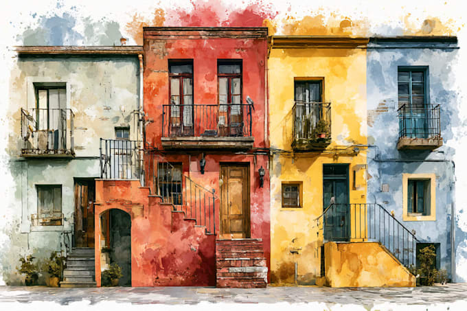 do an watercolor house portrait