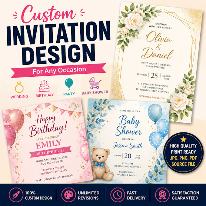 design a custom invitation card for any event