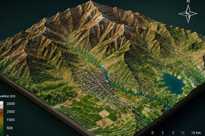 design topographical maps and plans, 3d terrain, landscape modeling, bathymetry