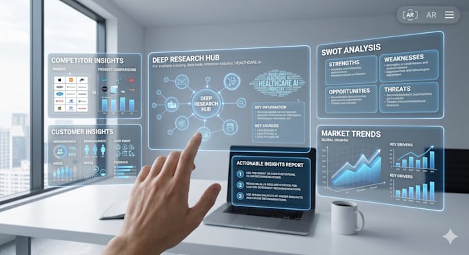 conduct deep research, analysis and insights on any topic