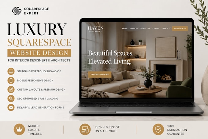build luxury squarespace portfolio website for interior designers and architects