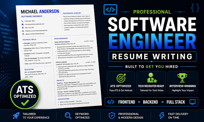 write ats resume for software engineer full stack developer mobileapp developer