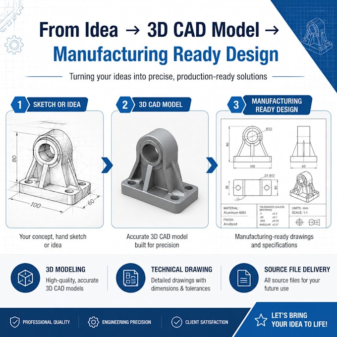 design precise 3d cad models for mechanical parts and products