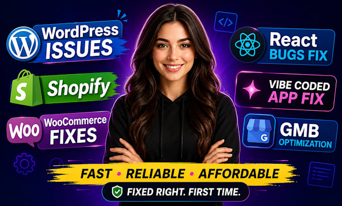 fix wordpress issues shopify woocommerce react bugs fix vibe coded app gmb