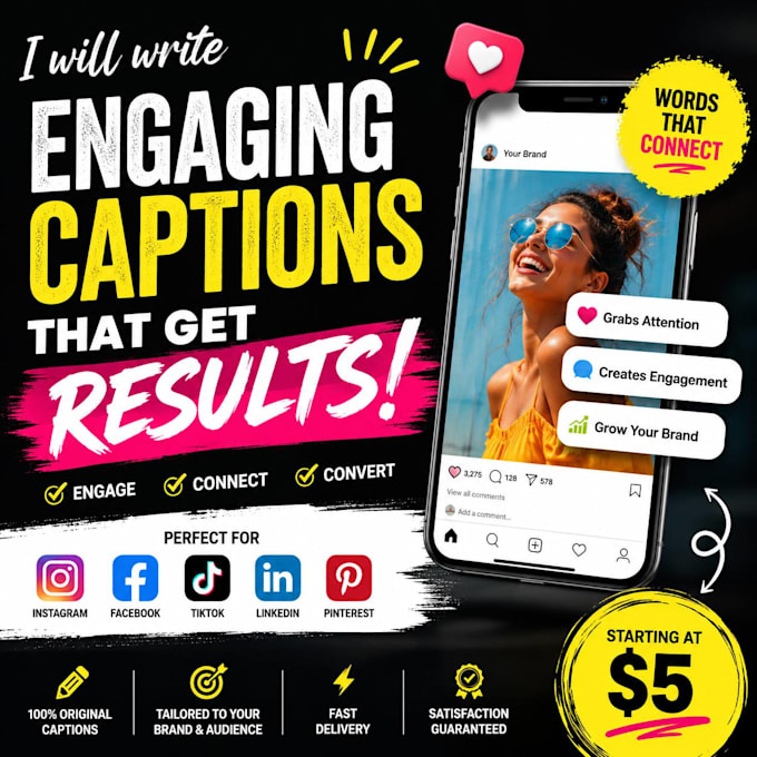 write engaging social media captions for instagram posts and content