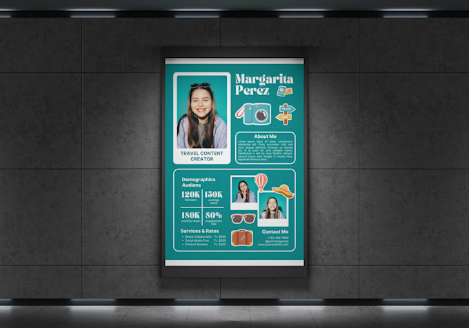 design a professional media kit and influencer rate card