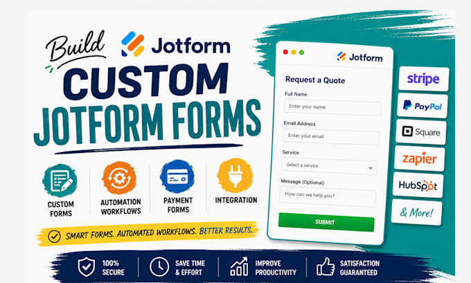build custom jotform forms, automation, workflows, payment forms and integration