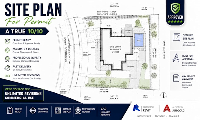 draw site plan, plot plan and permit drawing for building permit approval