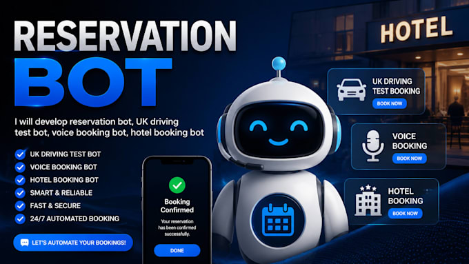 develop reservation bot, bot, driving slot bot, telegram bot, auto booking bot