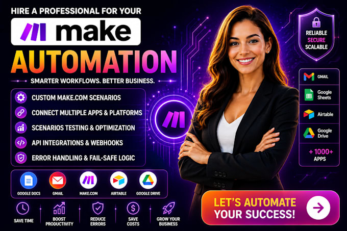 setup and fix make com automation n8n zapier automation make com expert