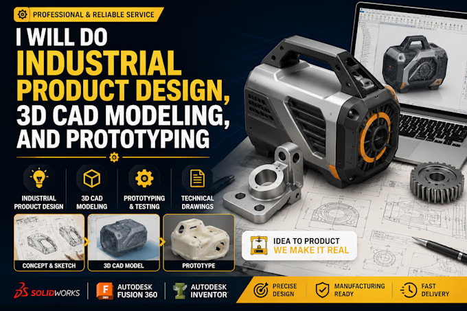 create industrial product designs, 3d models, and prototypes