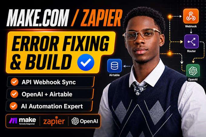 fix make com automation build zapier automation api webhook sync openai airtable