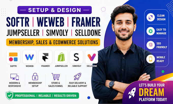 setup softr membership modern weweb framer jumpseller simvoly sales selldone