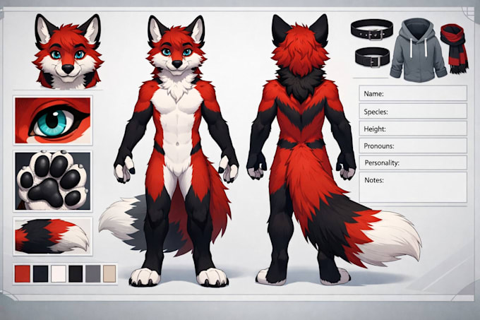 draw custom furry reference sheet fursona character oc nsfw anthro ref sheet