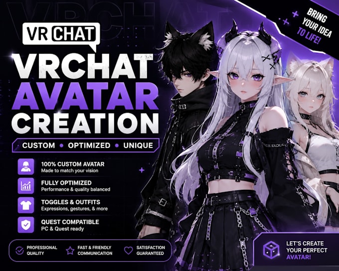 create a premium custom vrchat avatar for PC and quest