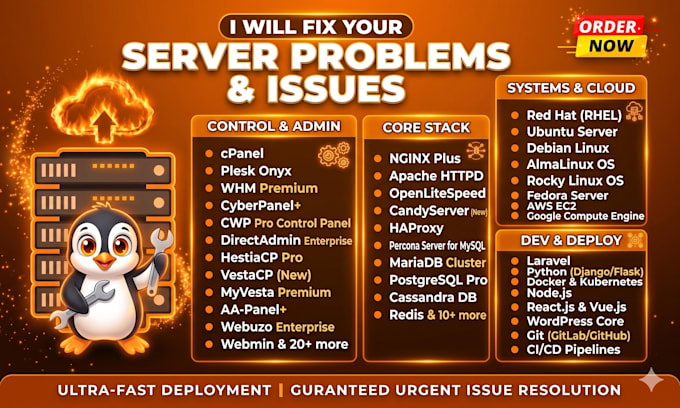 provide linux server administration, troubleshooting, and support