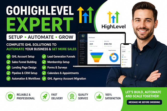 build gohighlevel sales funnel setup website create ghl automations workflows