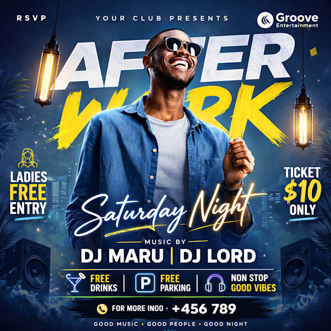 design an outstanding event, party, club, church, business, or birthday flyer