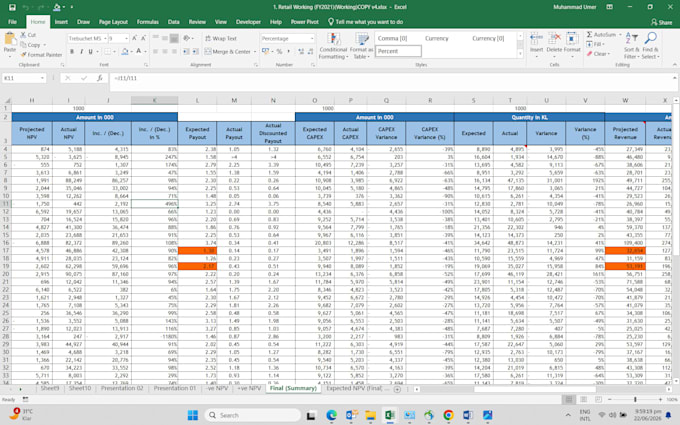 build advanced excel spreadsheets, complex formulas, and financial models
