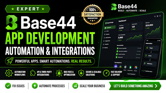 develop custom base 44 apps, automations and integrations