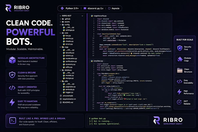 develop a premium, optimized custom discord bot