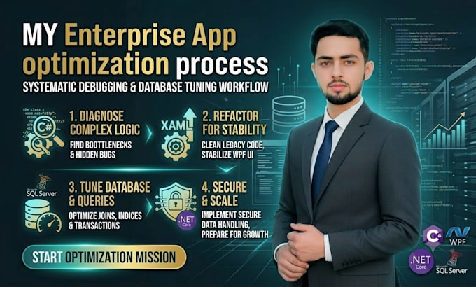 fix, debug and optimize your csharp wpf enterprise app and sql database