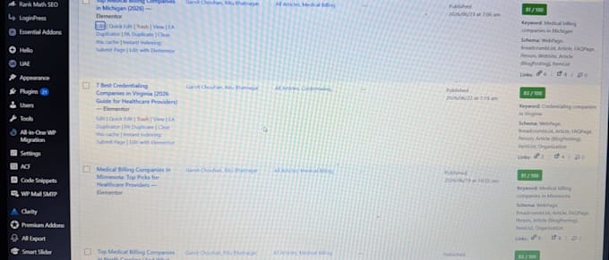 do wordpress blog post uploading, article writing, and rankmath SEO