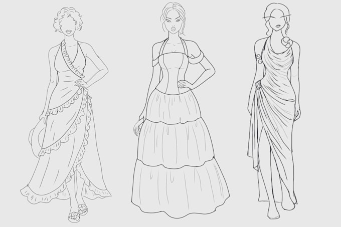 sketch a simple flat sketch fashion illustration
