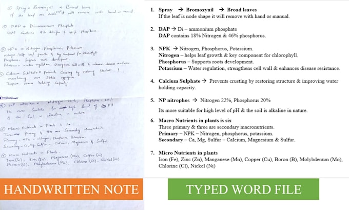accurately type handwritten notes, PDF or image to excel and word