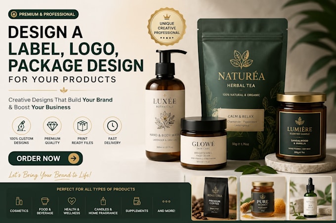 design a label, logo, package design for your products