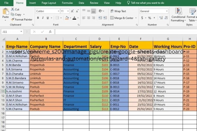 create google sheets dashboard, formulas and automation