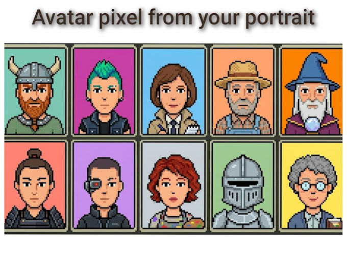 create avatar cartoon from your portrait in pixel art style