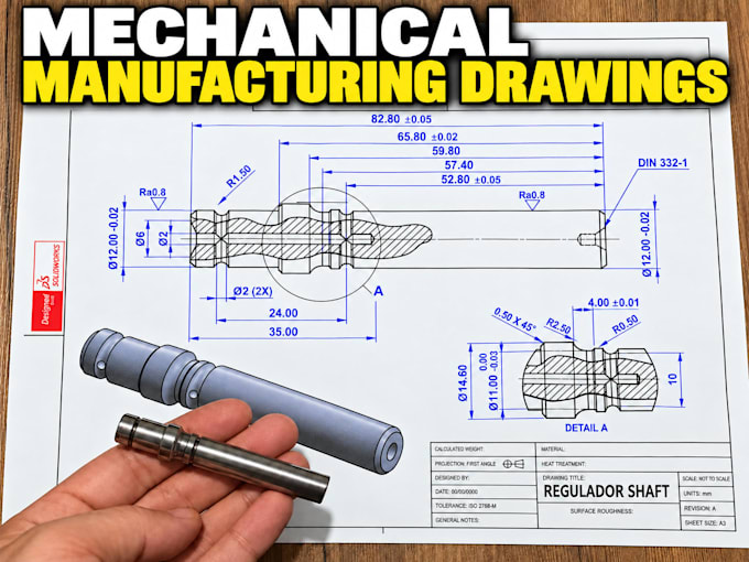 create mechanical manufacturing drawings in  solidworks