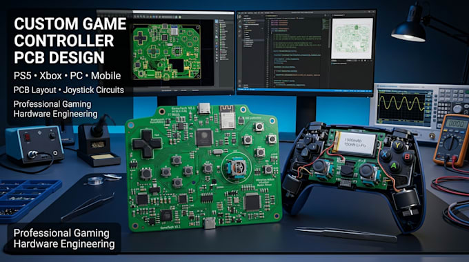 design ps5, xbox game controller pcb, gamepad and joystick circuit