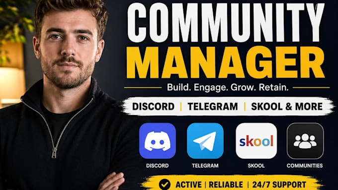 be your skool community moderator, discord manager, telegram admin group manager