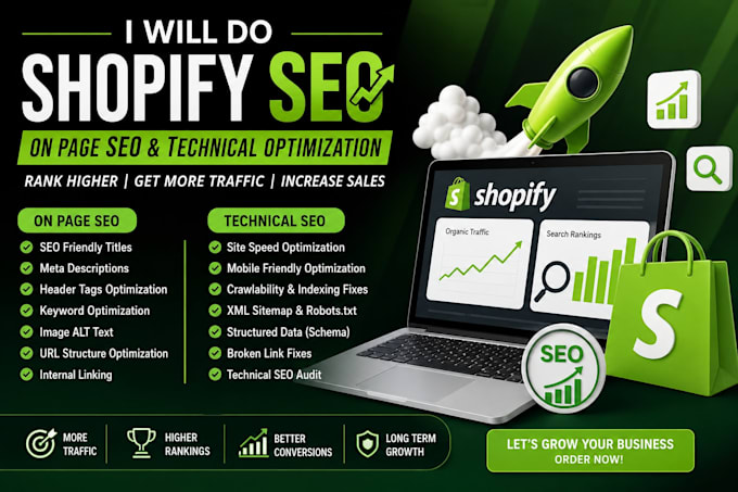 do shopify on page SEO, and technical optimization