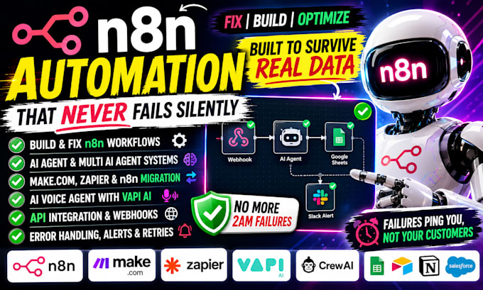 fix made make com automation n8n ai agent workflow zapier expert api integration