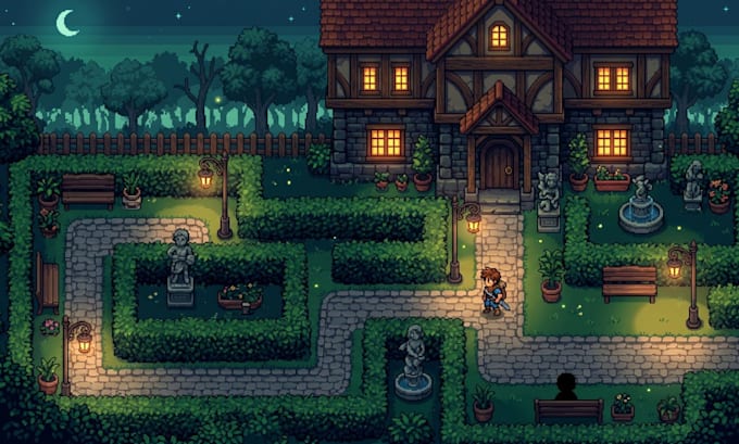 create seamless topdown rpg godot pixel art dungeon forest overworld tilset map