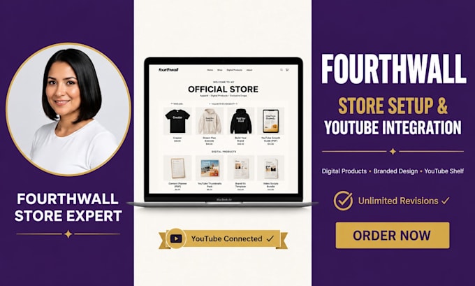 setup fourth wall store with digital products and fourthwall youtube integration
