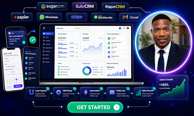 setup customize sugarcrm suitecrm and espocrm with automation API integration