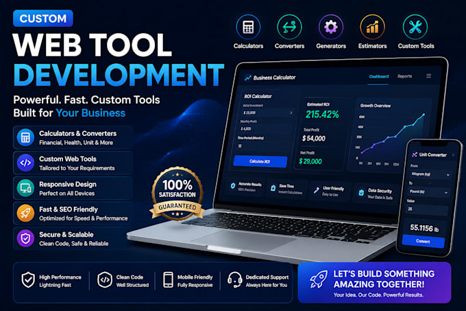 develop custom web tools, calculators, converters and online utilities
