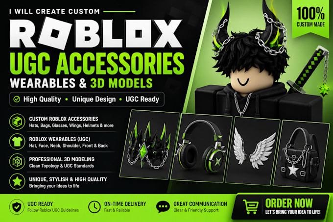create roblox ugc, roblox wearable, accessories and 3d modeling
