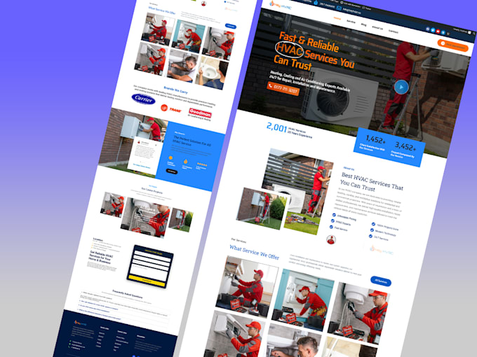 design hvac website, construction and roofing website on wordpress