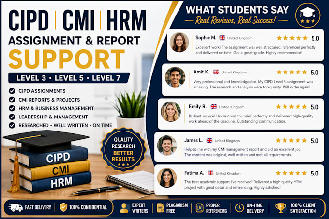 edit and write cipd, cmi, HR assignments and reports professionally