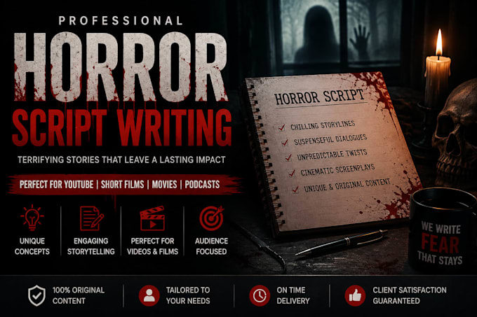 write horror youtube content and screen writing