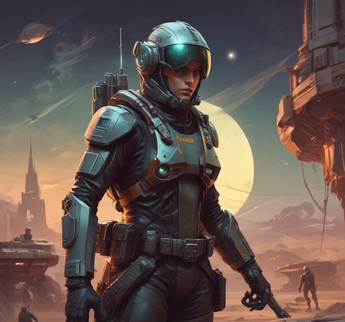 sci fi character illustration or sci fi characte