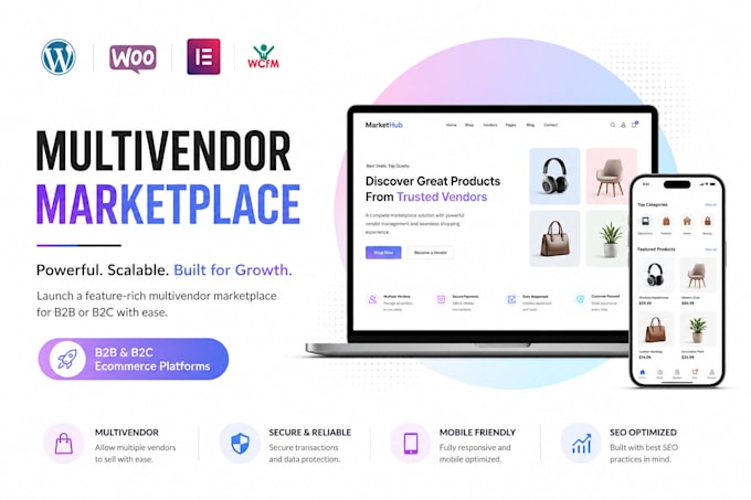 develop a professional multi vendor marketplace website ecommerce store