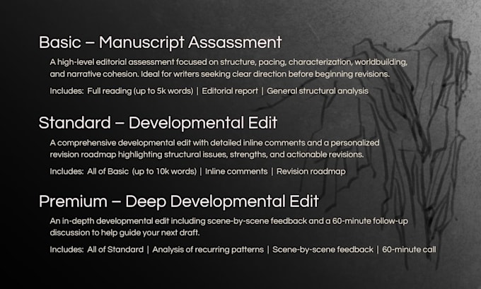 provide developmental editing for your fantasy or horror manuscript