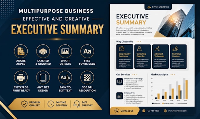 design a one pager report, template