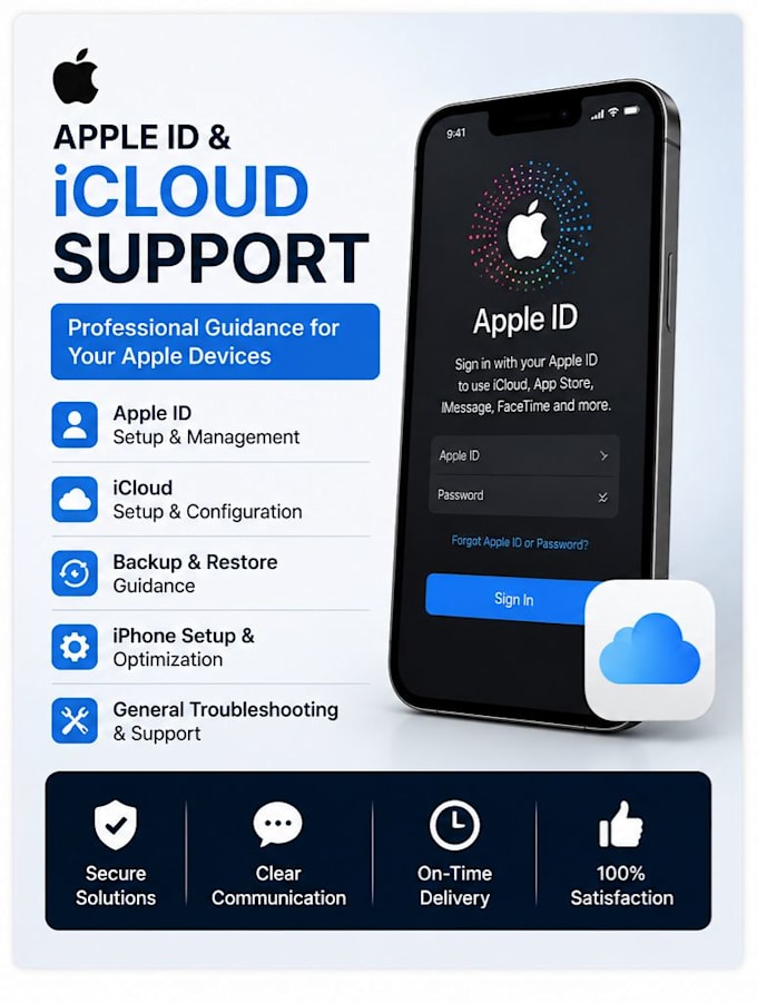 provide professional apple id, icloud, and iphone setup support